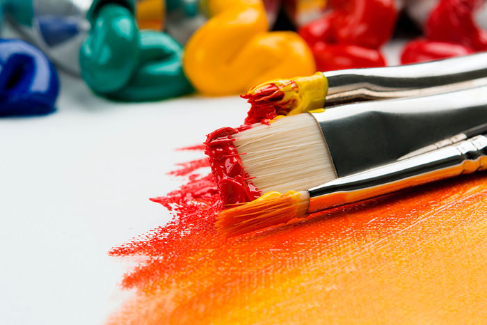 Colorful paint on the brush