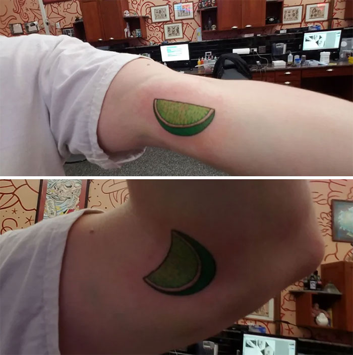 Slice of lime watercolor tattoo