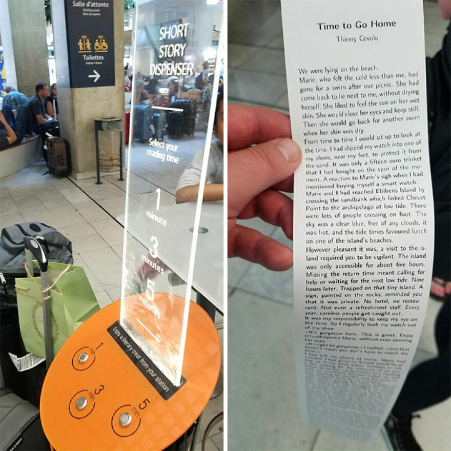 At This Airport, They Have A Machine That Will Print Off Free Short Stories For You To Read While You Wait!