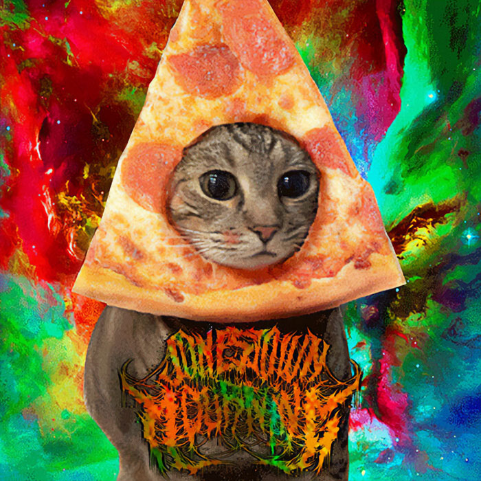 Esta banda (Jonestown Mourning) tiene una temática de pizzas y gatos para sus portadas