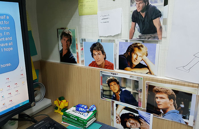 My Coworker Richard Strikes Again. He Covered Up The Pictures Of My Students With Pics Of Patrick Swayze. I Need To Start Plotting My Revenge
