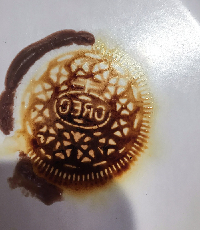 My Son Tried To Microwave An Oreo And Burned It, It Left An Imprint On The Plate