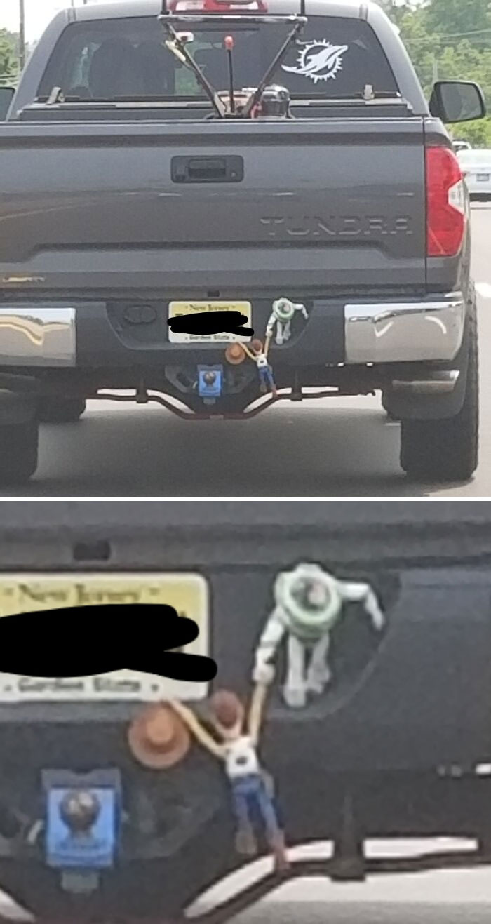 This Driver Has Woody And Buzz Hanging Off Their Truck