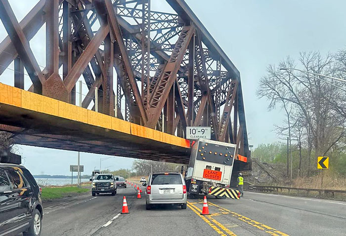 A State Dot Truck Hits A Bridge On A State Highway