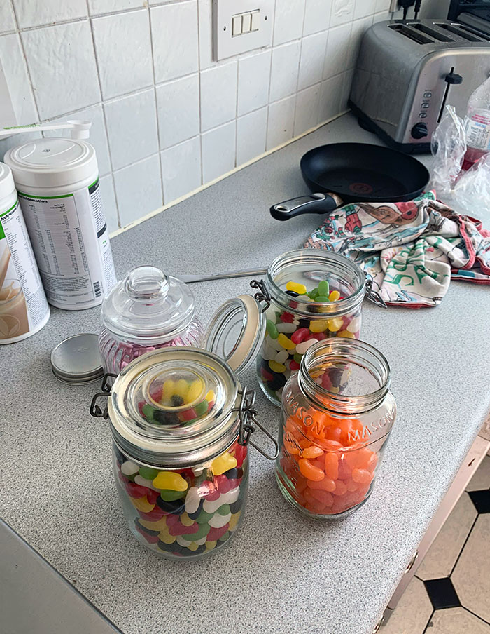 I Told My Step-Dad I Prefer The Orange Jelly Beans, And This Morning I Found Him Sorting Them Into A Jar For Me