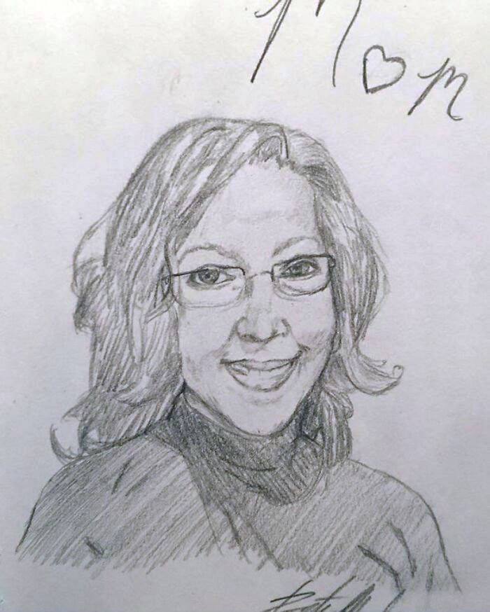 I Found This Mother's Day Gift From A Few Years Back In An Old Sketchbook And She Used It As Her Profile On Facebook