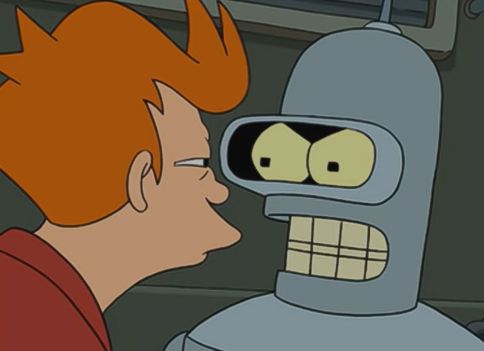 Bender and Fry talking from Futurama