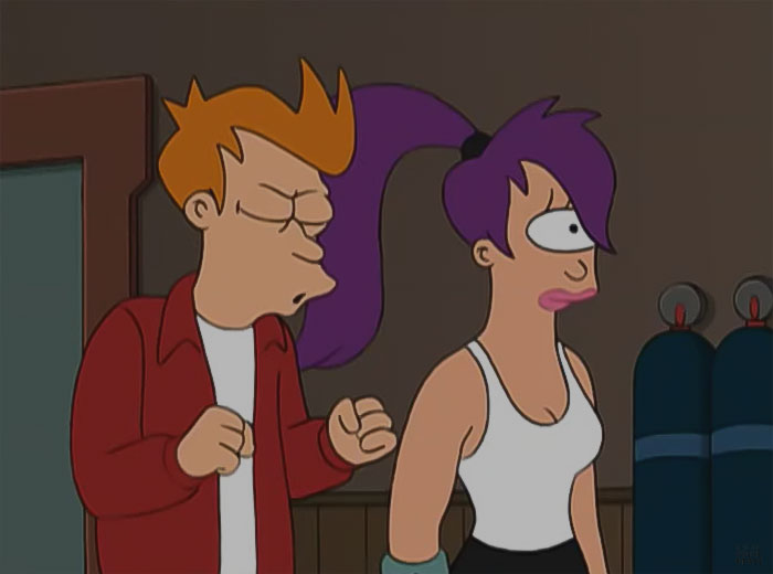 Fry and Leela standing from Futurama
