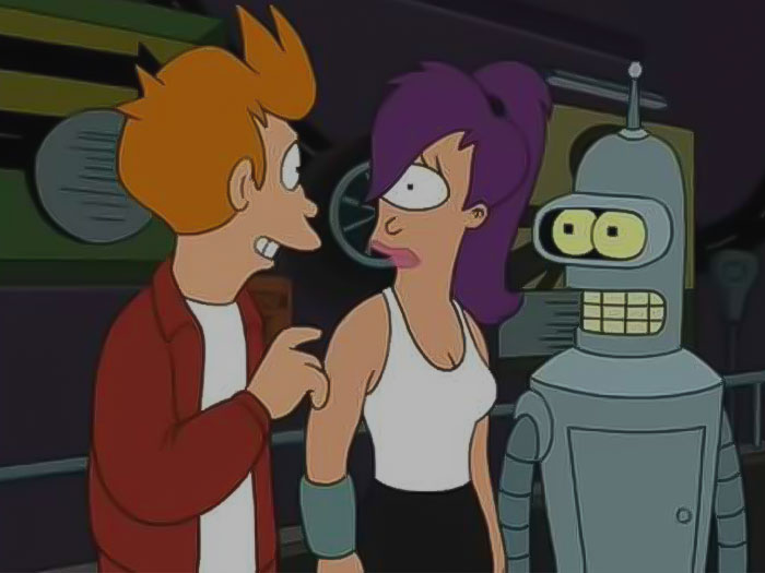 Fry Leela and Bender talking from Futurama