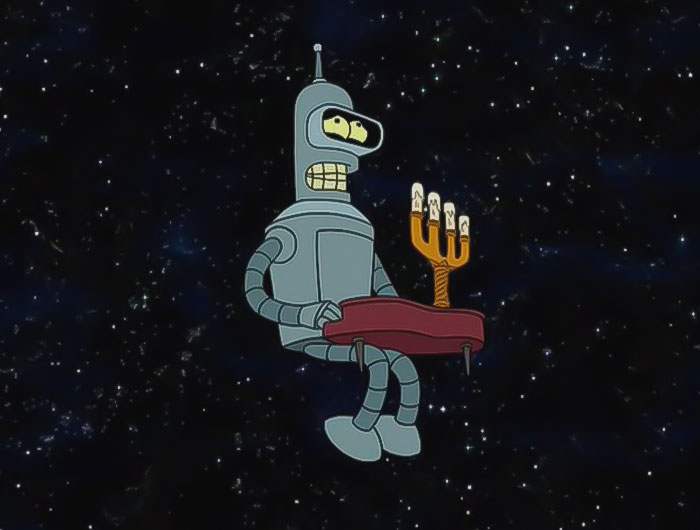 Bender play with small piano from Futurama