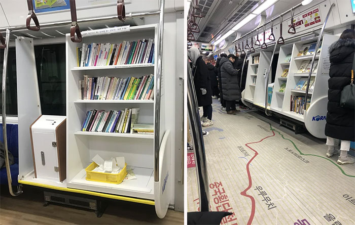 Mini libraries in a subways 