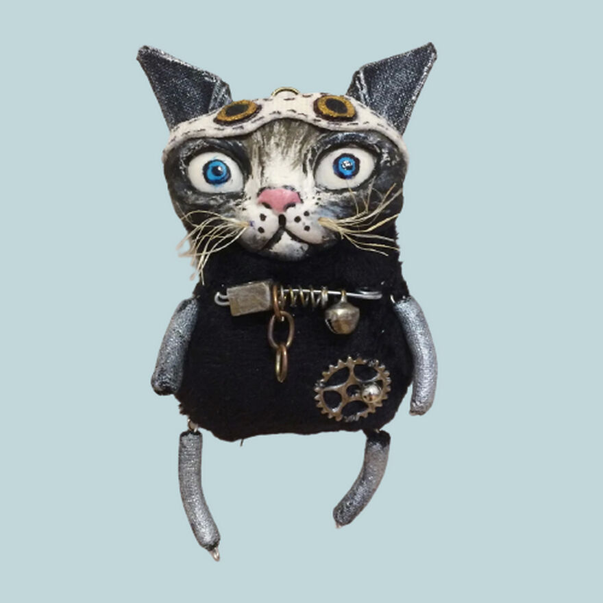 Handmade Brooch Pin Cat