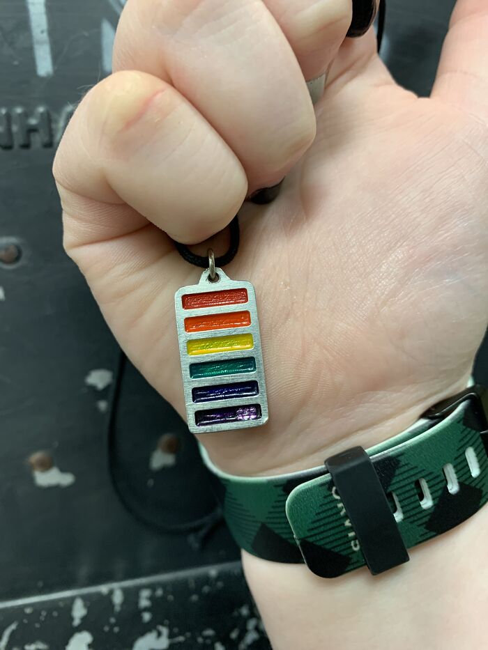 My Pride Necklace. I Love It Because It Looks Like My Mom’s Heirloom Cast Iron Cornstick Pan, And It’s The First Thing My Family Ever Let Me Get That Was Even Remotely Related To The Lgbtq+ Community After I Came Out