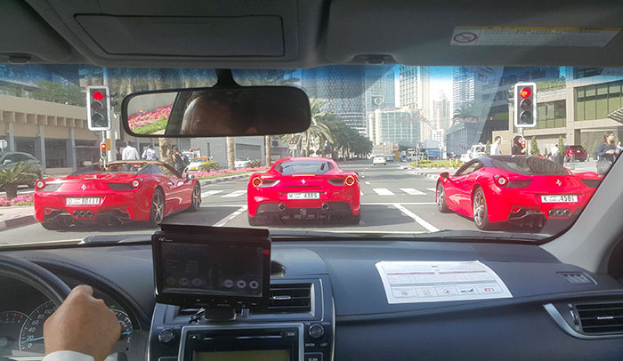 Waiting For The Lights To Turn Green At A Traffic Stop. Look At All Those Fancy Cars