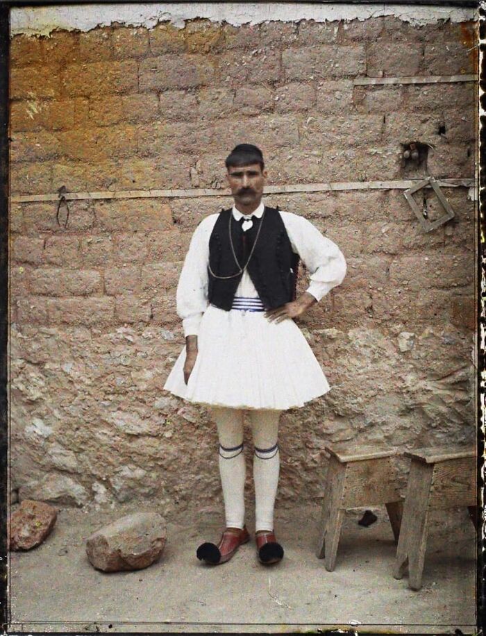A Man In Traditional Dress In Kestri, Greece, 1912