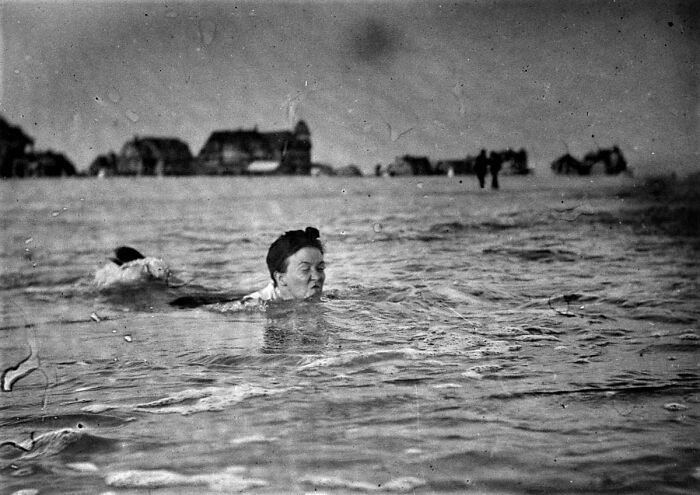 Unidentified Lass Swimming, Taken In 1897