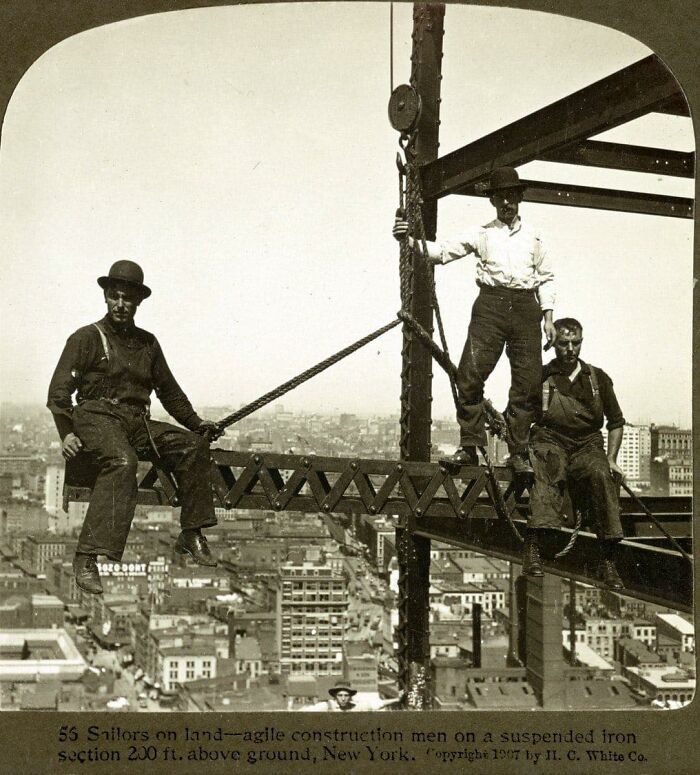 Construction Men On A Suspended Iron Section, 200 Feet Above Ground, 1907