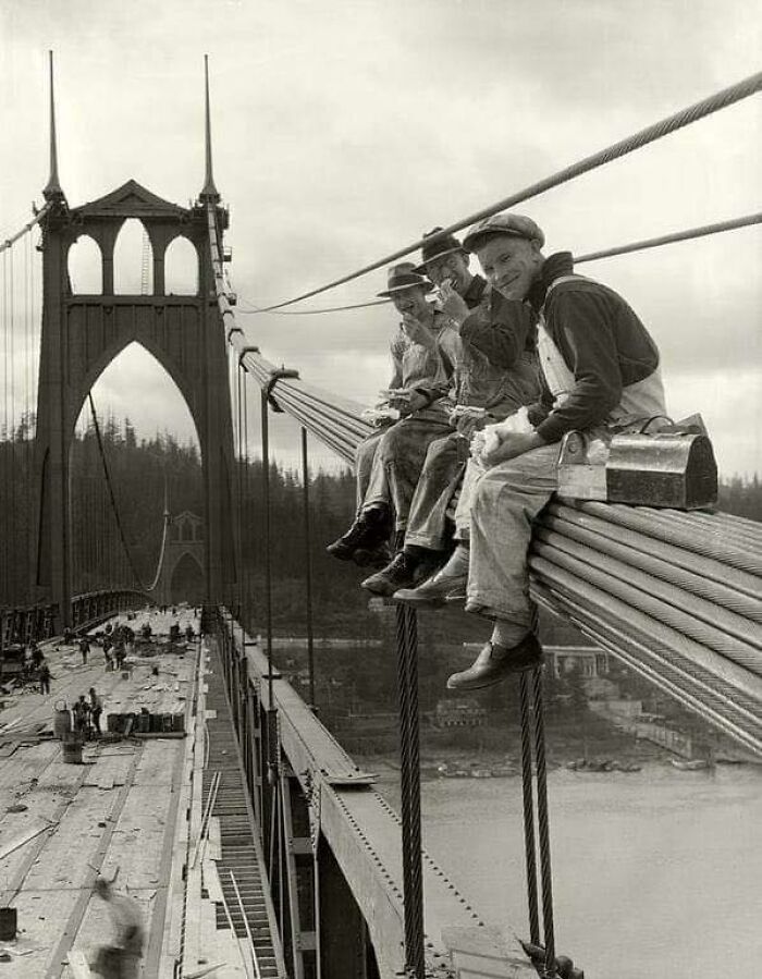 Workers Taking A Break On The St. Johns Bridge, Portland, 1931