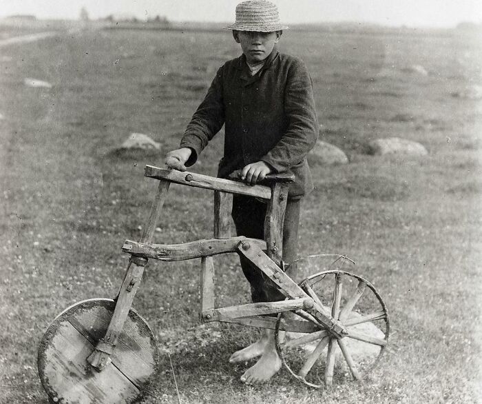 Cyclist From Estonia, On A Self-Made Bicycle, 1912