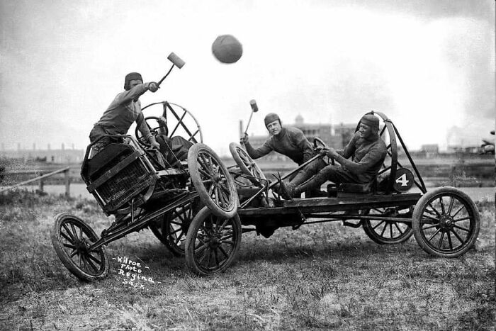 Playing Auto Polo In Canada, 1919