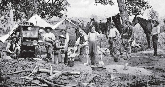 Cowboys And Hands Camping In The Dakota Badlands, 1870s