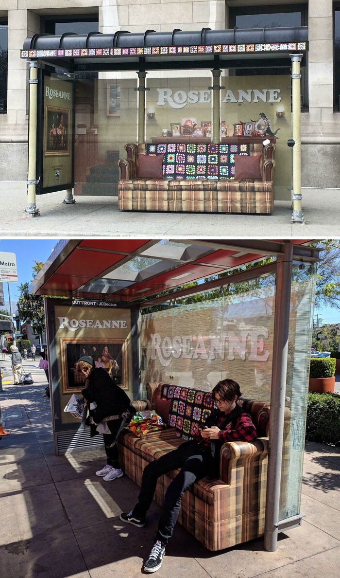 This Bus Stop Was Decorated To Look Like The Set Of Rosanne