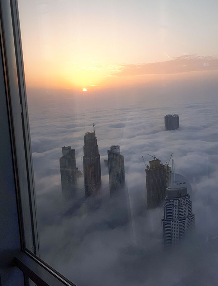 Dawn Breaking, As Seen From Floor 121 Of The Burj Khalifa, Dubai