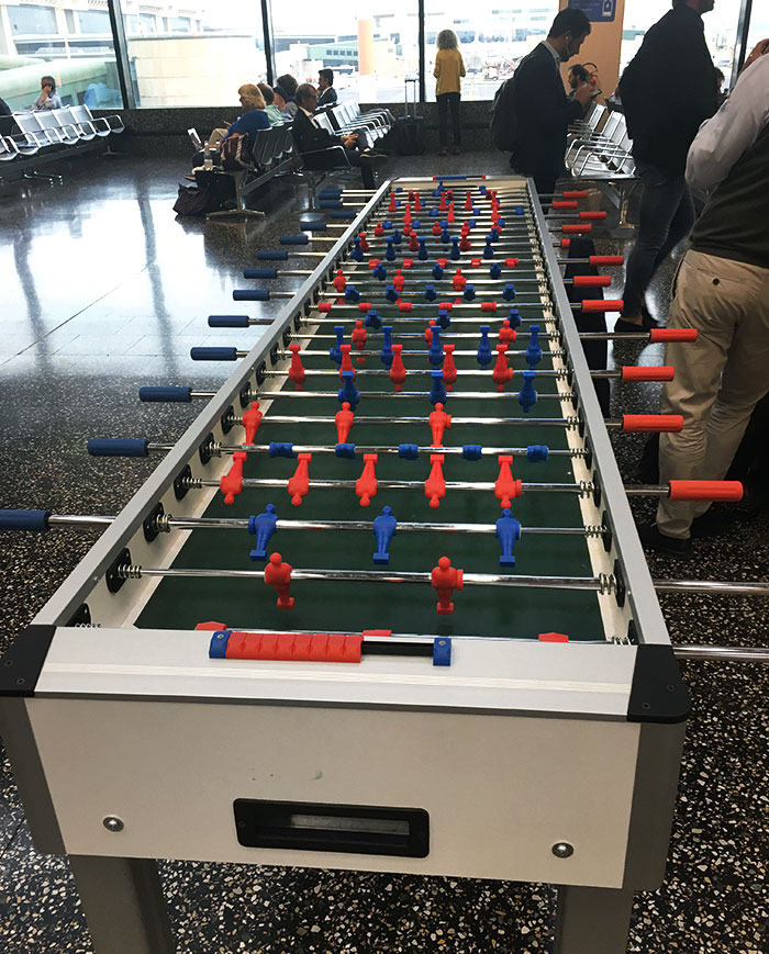 This Really Long Table Football At The Milan Airport