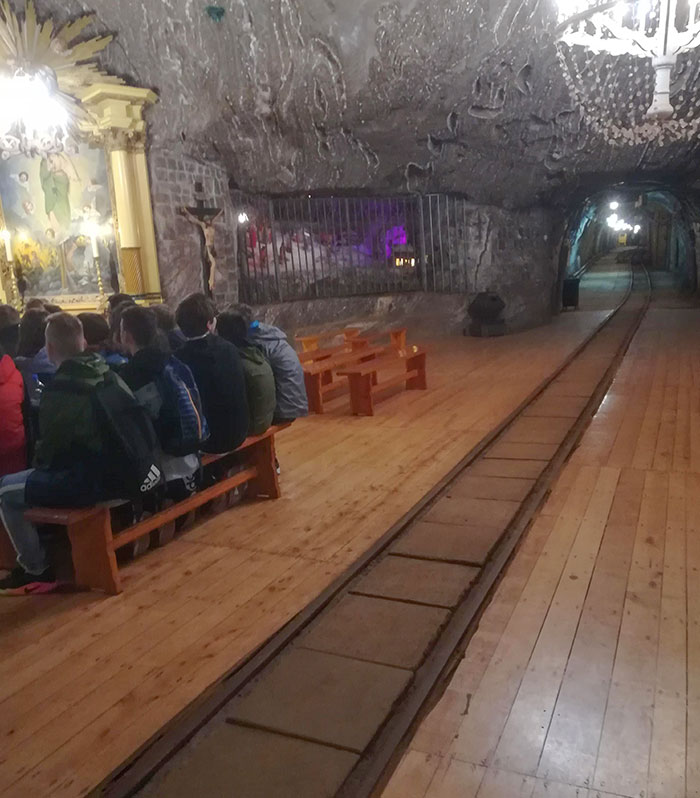An Underground Church In Poland With A Train Passing Right Through Its Middle