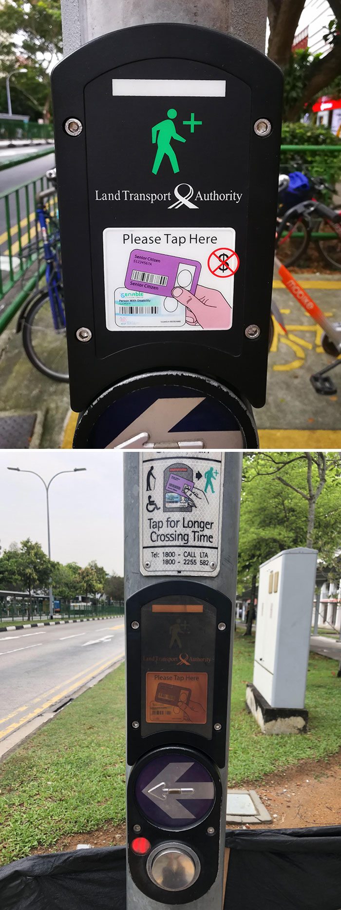 In Singapore, Elderly Pedestrians Can Tap Their Identity Cards To Have More Time At The Pedestrian Crossing