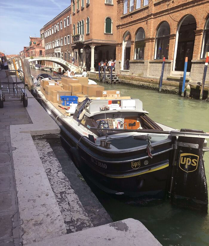 Since There Are No Drivable Roads In Venice, They Use Boats To Deliver Packages