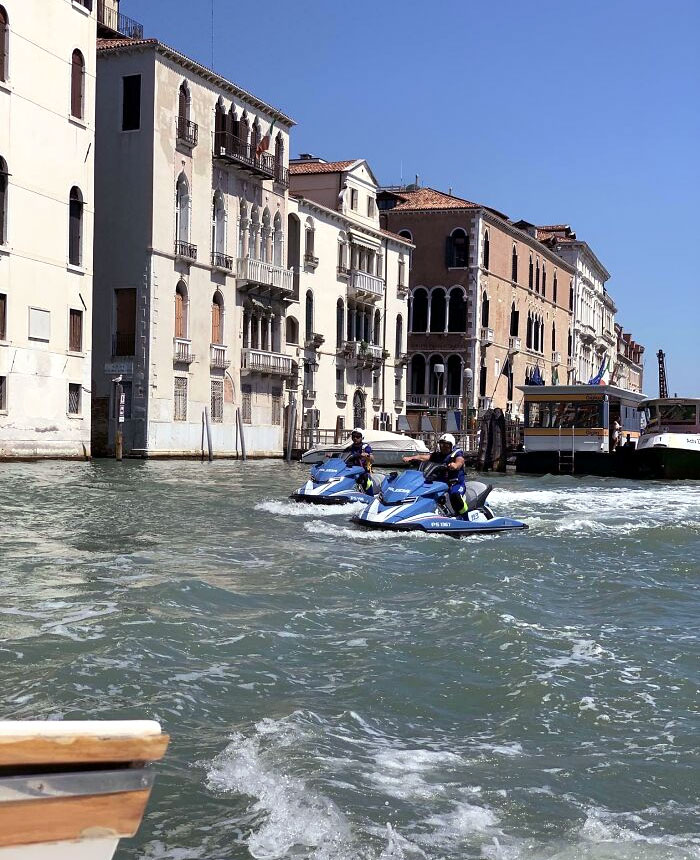 Police In Venice Move Around On Jet Skis