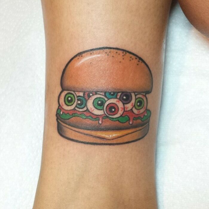 Eye Burger Today. So Much Freaking Fun! I Love Food Tattoos!