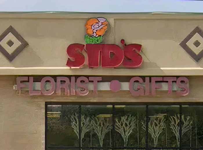 The Unfortunate Logo Of A Florists Near Me. I've Been Calling It Std's For Years. It's Sid's