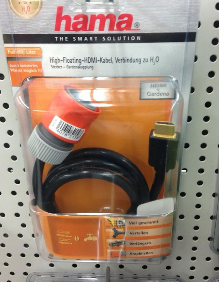 HDMI cable hanging in the store