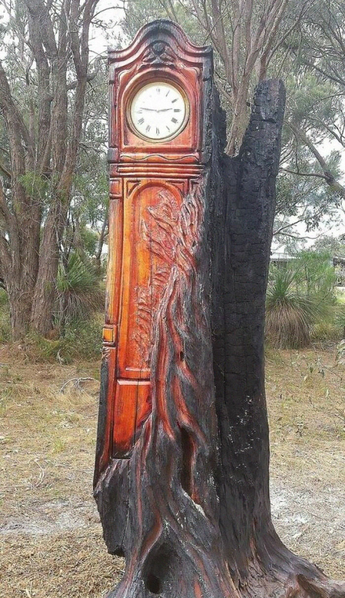 "Finding Time" By Darrel Radcliffe Using A Chainsaw