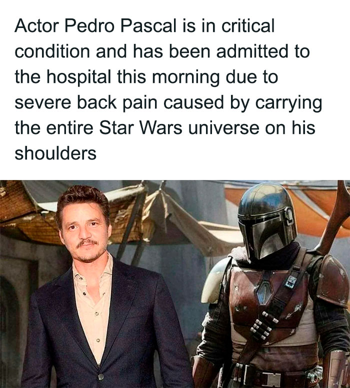 Pedro Pascal carrying the entire Star Wars universe meme