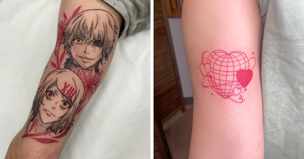 104 Red Ink Tattoos That Look Absolutely Amazing  Bored Panda