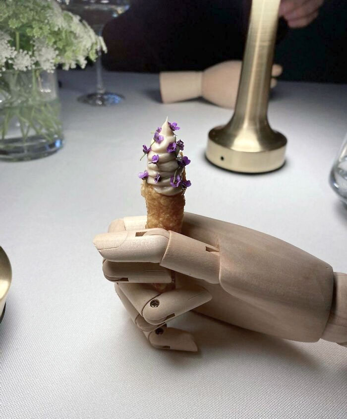 Michelin-Star Restaurant Dessert Served In A Mannequin Hand