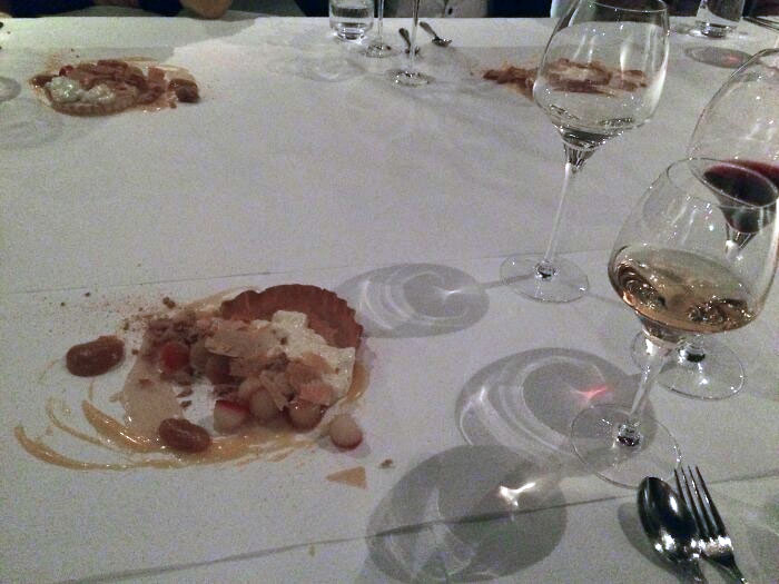 Fancy Gourmet Restaurant, Dessert On The Tablecloth