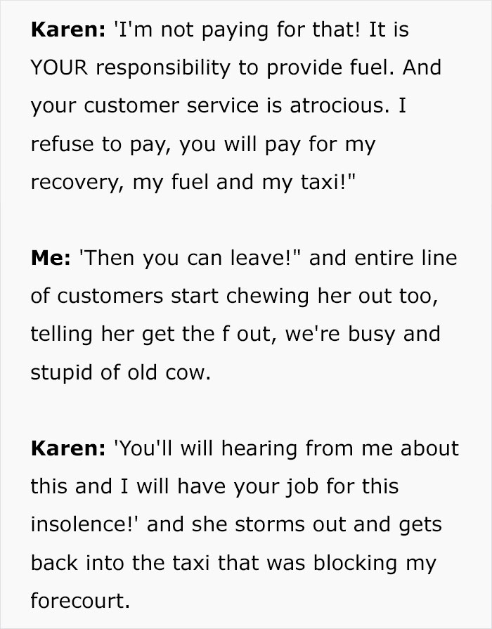 “I Refuse To Pay, You Will Pay For My Recovery, My Fuel And My Taxi”: Gas Station Worker Does None Of It, Faces Karen’s Wrath