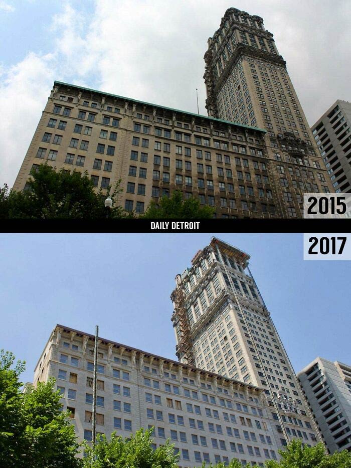 Book Tower, Detroit Mi (1916-26) Before And After Some Major Cleaning
