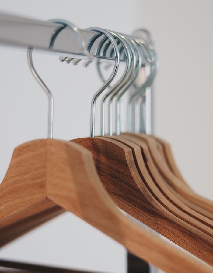 brown wooden hangers