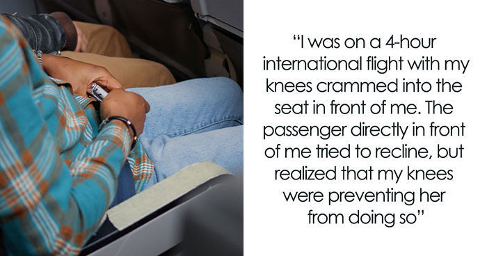 Tall Guy Doesn’t Fit In Plane Seat Comfortably, Drama Ensues After Woman Tries To Recline Her Seat