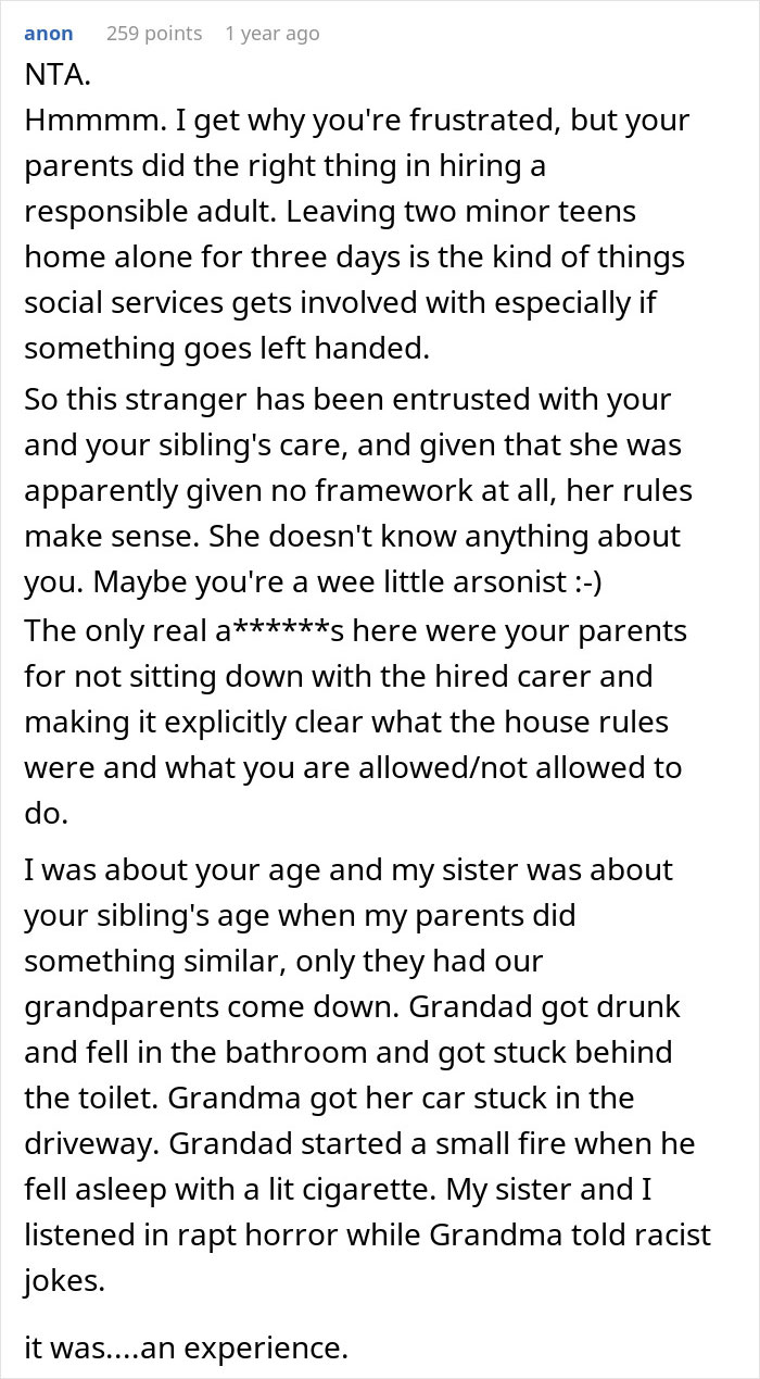 “I Have To Be In Bed By 10”: Strict Babysitter’s Rules Push 16-Year-Old Teen To Rebel, He Wonders If He Took It Too Far “I Have To Be In Bed By 10”: Strict Babysitter’s Rules Push 16-Year-Old Teen To Rebel, He Wonders If He Took It Too Far