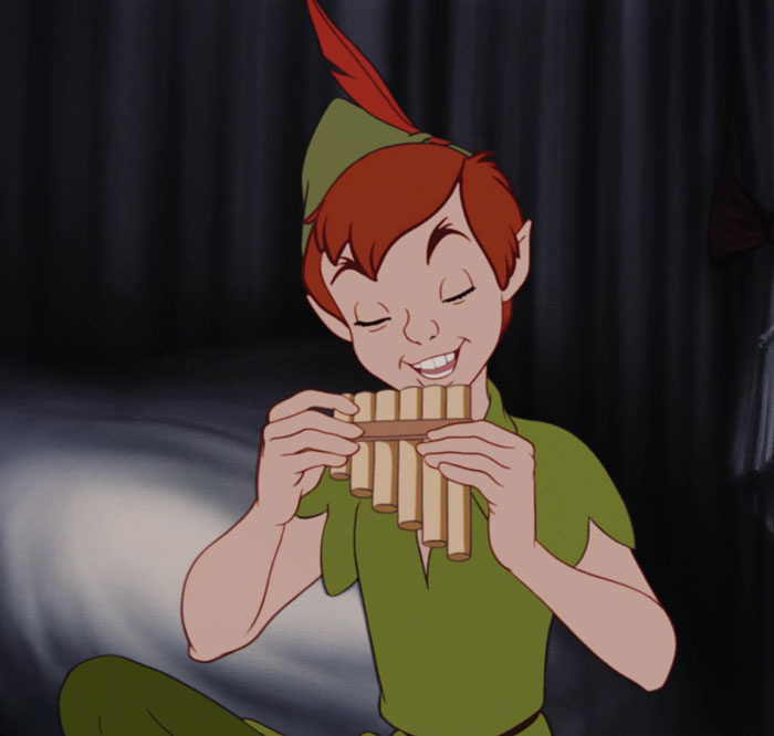 Peter Pan playing with instrument