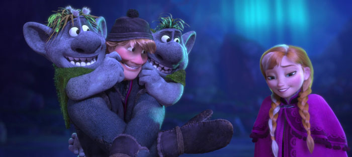 Anna and Kristoff with trolls from Frozen