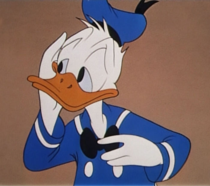 Donald Duck looking sad