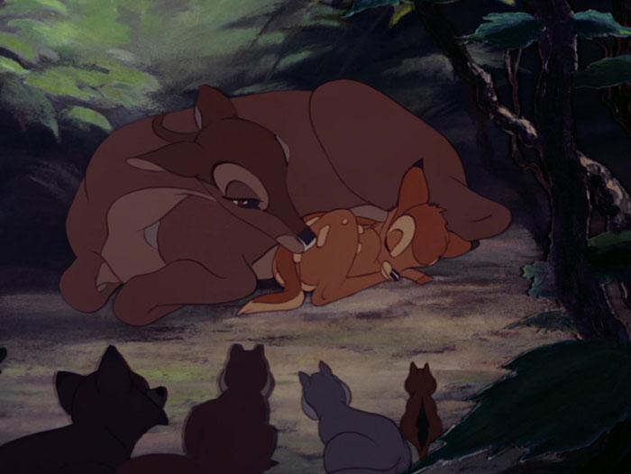 Bambi with mom sleeping