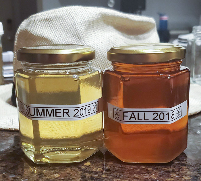 The Color Difference Between The Fall's Honey Harvest And The Summer's